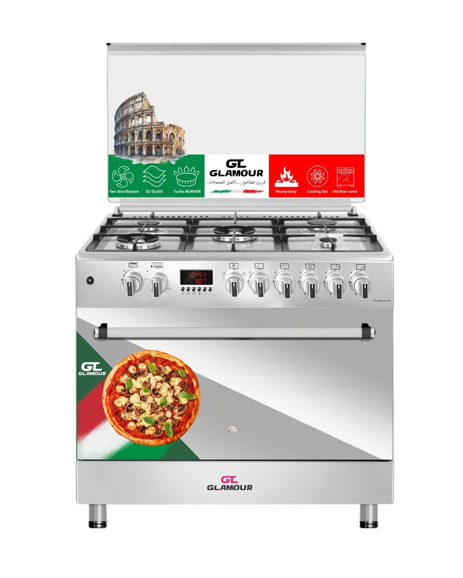 Glamour 90 cm Gas Cooker — Stainless steel