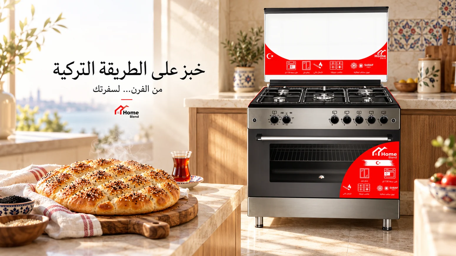 فرن غاز هوم بليند 90 سم أسود — 2