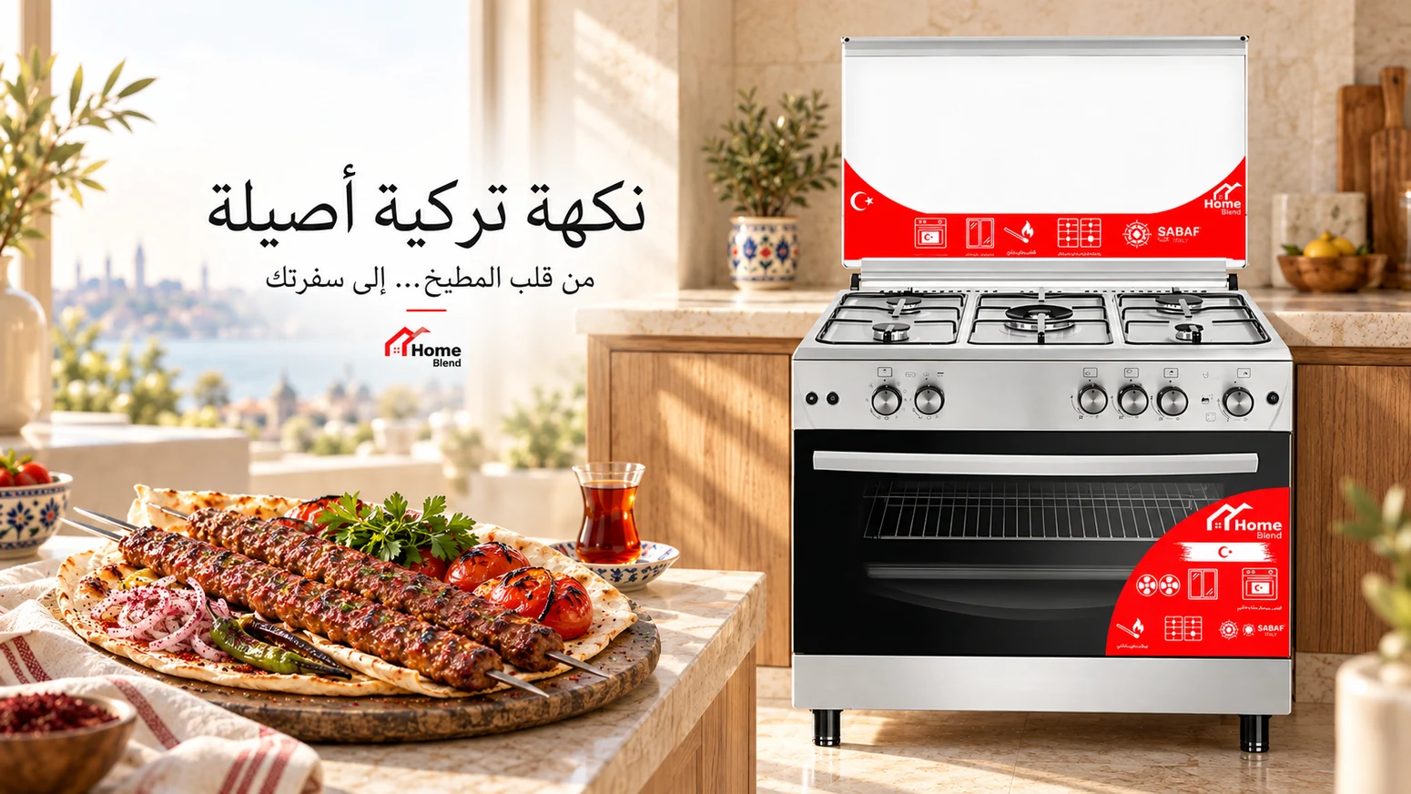 فرن غاز هوم بليند 90 سم ستيل — 2