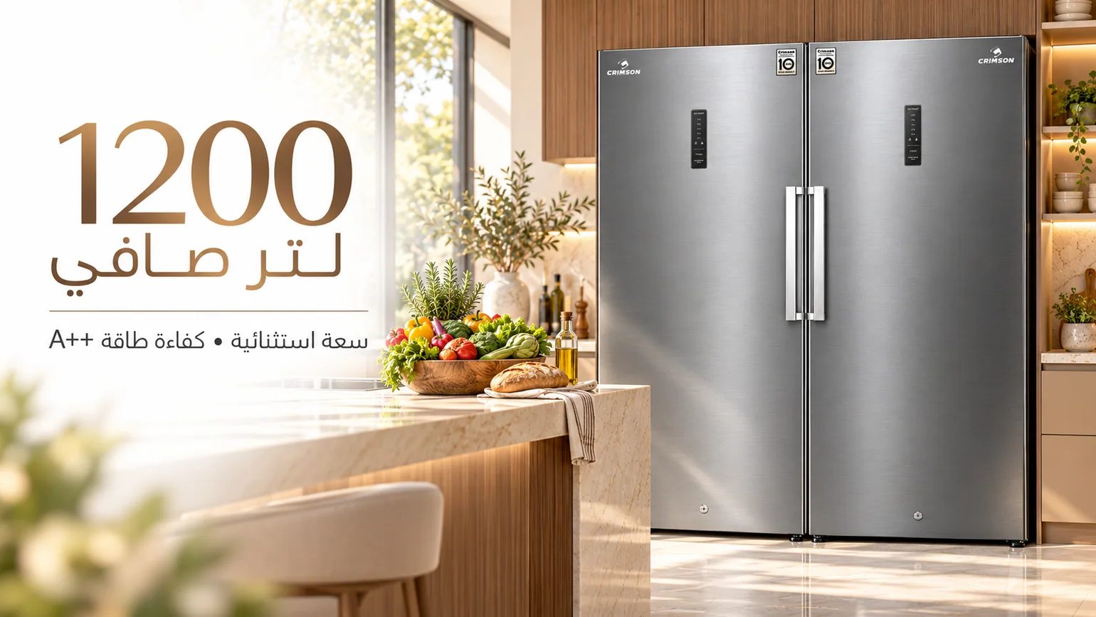 ثلاجة كرمسون 1200 لتر داخل مطبخ عصري