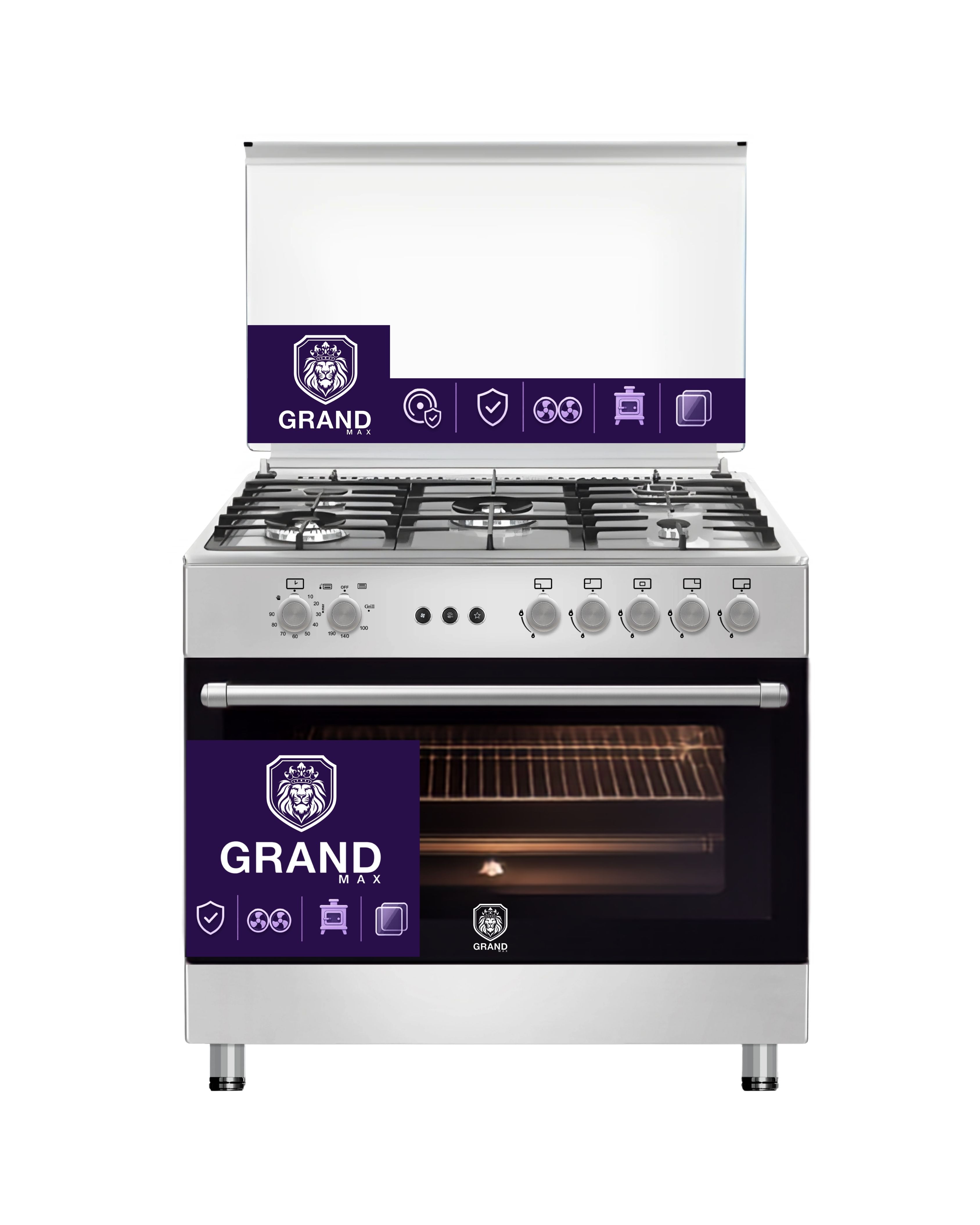 فرن غاز جراند ماكس 90 سم ستيل GM922SS